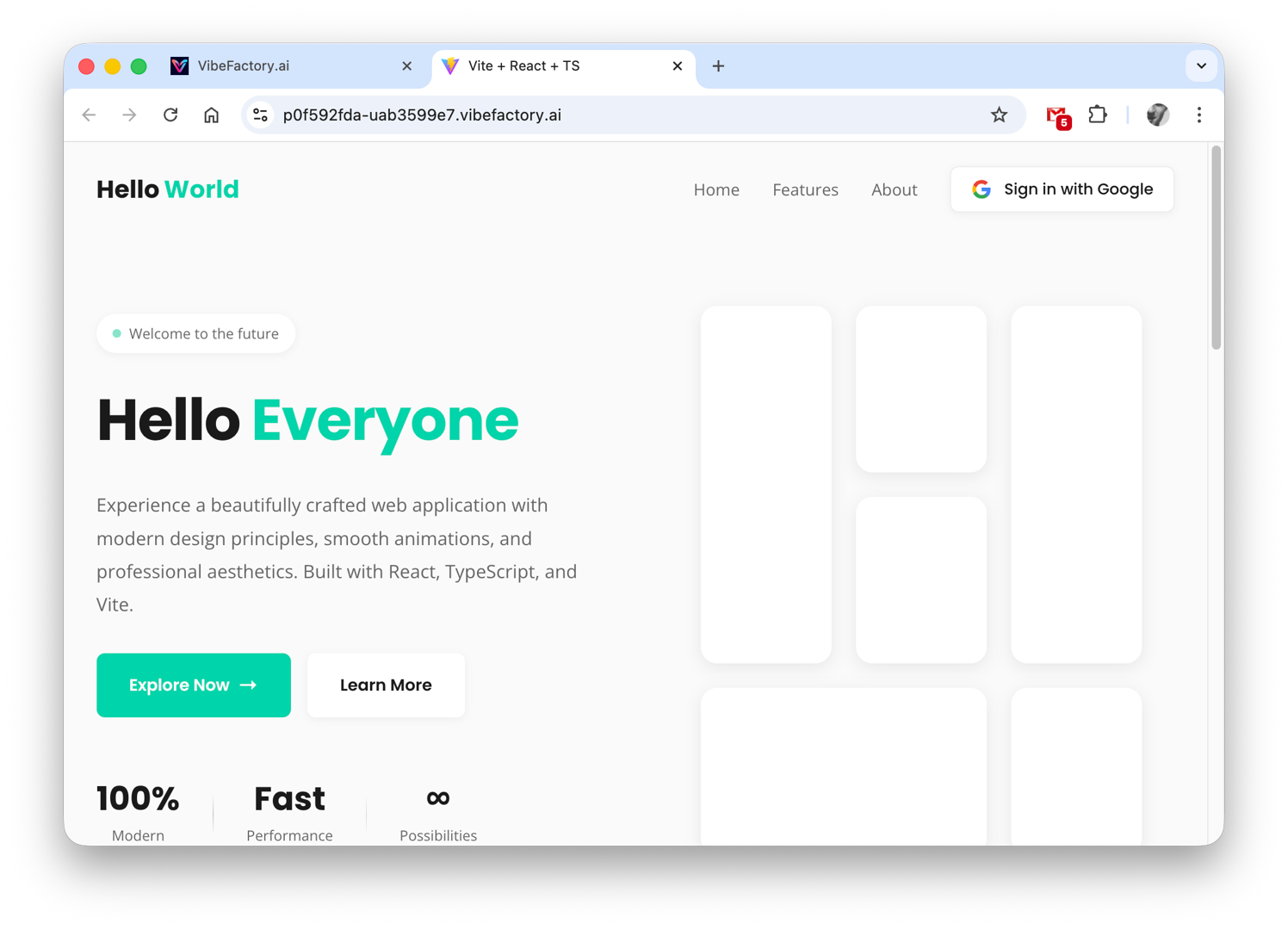 Google Sign-In enabled - view authenticated users in VibeFactory dashboard