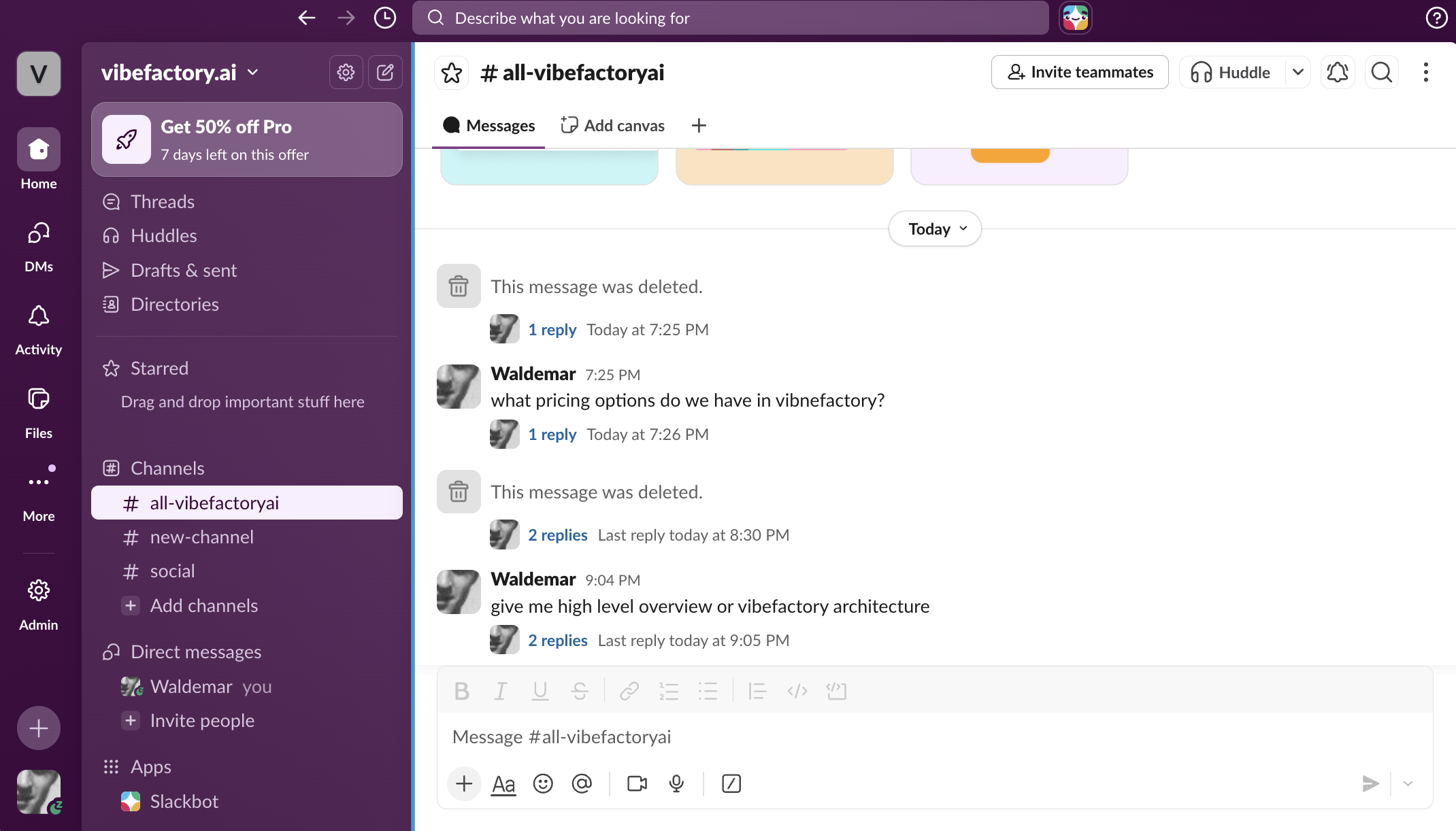 Slack AI Agent answering engineering questions about platform architecture in real time